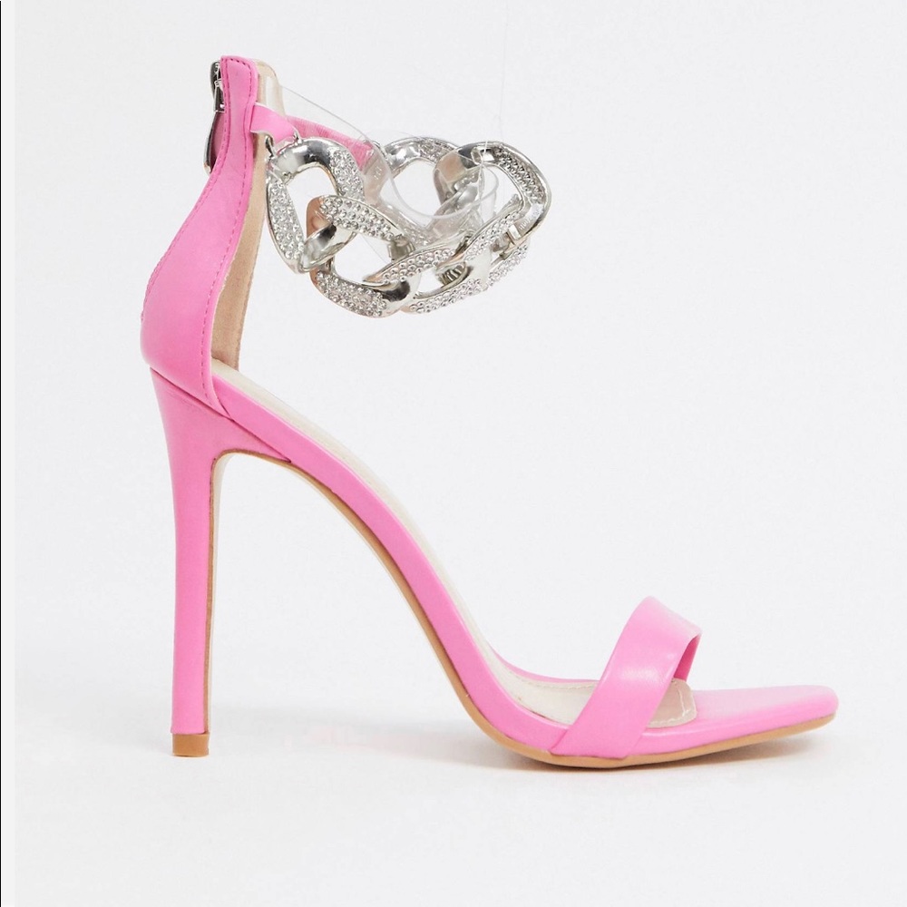 Pink ankle chain sandals sz 7